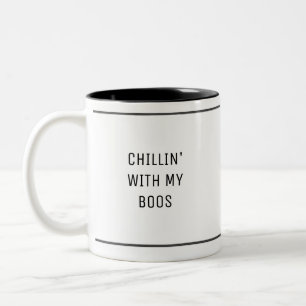 Caneca De Café Em Dois Tons Enrolando Com O Meu Boos Branco Preto