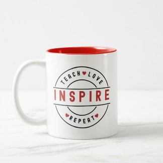 Caneca De Café Em Dois Tons Ensinar Amor Inspira Motivação