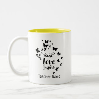 Caneca De Café Em Dois Tons Ensinar Amor Inspira Professora Bonita