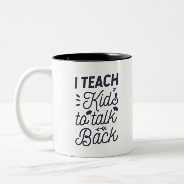 Caneca De Café Em Dois Tons Ensino As Crianças A Falar De Volta (Esquerda)