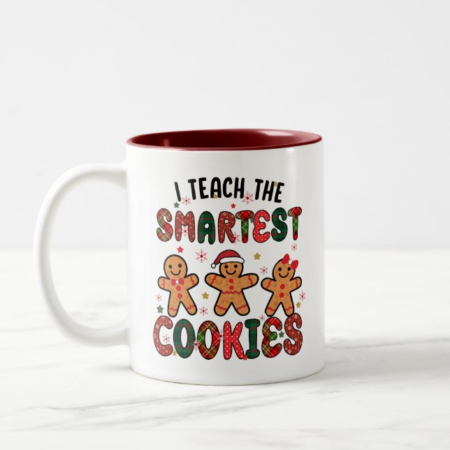 Caneca De Café Em Dois Tons Ensino o Professor de Cookies Mais Inteligente (Esquerda)