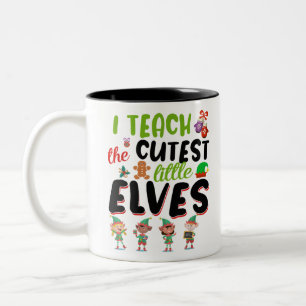 Caneca De Café Em Dois Tons Ensino O Professor De Natal Mais Capaz De Elfos