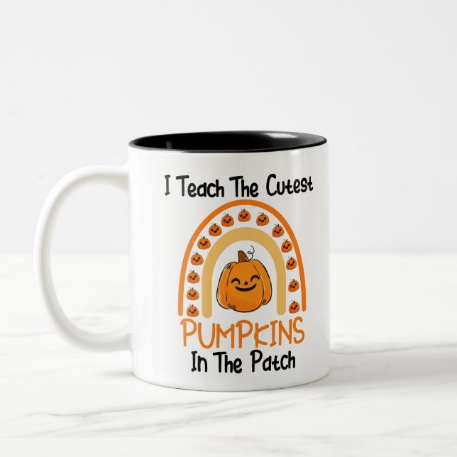 Caneca De Café Em Dois Tons Ensino Os Pumpkins Mais Bonitos No Patch Rainbow (Esquerda)