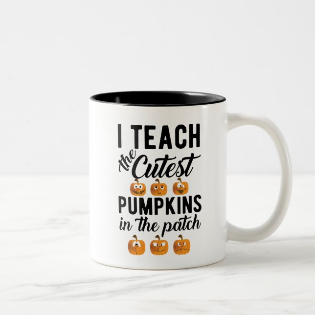 Caneca De Café Em Dois Tons Ensino os Pumpkins mais fofos no Patch (Direita)