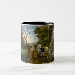 Caneca De Café Em Dois Tons Entrada dos animais na arca de Noah (Brueghel)