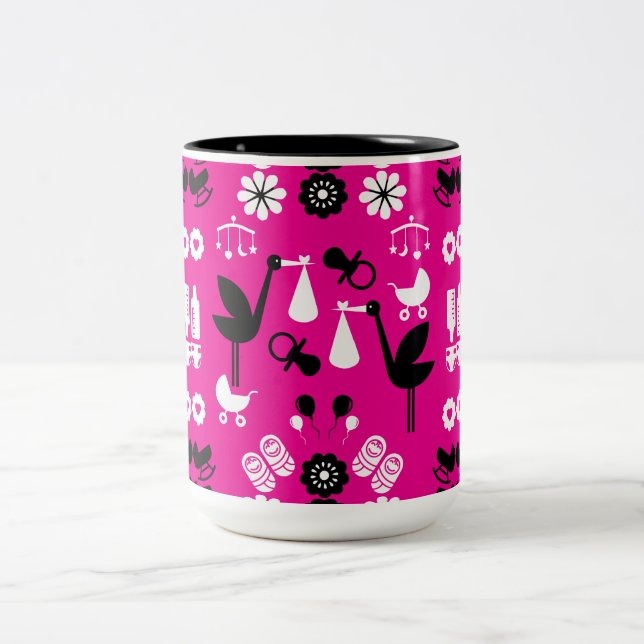 Caneca De Café Em Dois Tons Entrega de Palavras Não-Gênero Gêmeas (Centro)