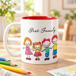 Caneca De Café Em Dois Tons Envie o Desenho do Seu Filho   Arte Personalizada 