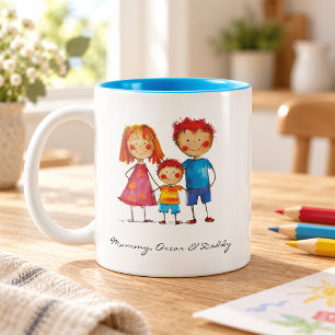 Caneca De Café Em Dois Tons Envie o Desenho do Seu Filho   Arte Personalizada 