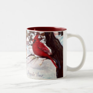 Caneca De Café Em Dois Tons Envoltório cardinal da serenidade dos invernos em
