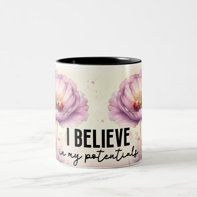 Caneca De Café Em Dois Tons Envoltório de Flor Inspirador (Centro)