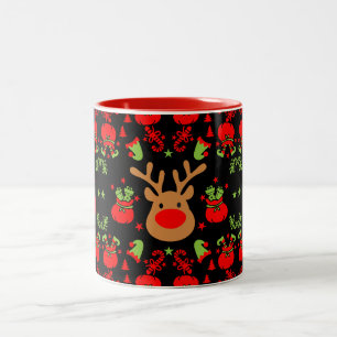Caneca De Café Em Dois Tons Envolvimento de Natal do Elf Engraçado