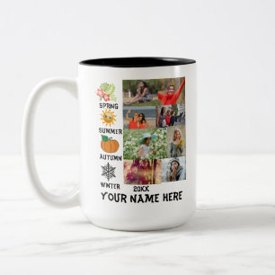 Caneca De Café Em Dois Tons Época de Colagem de Fotos do Instagram 8 Personali
