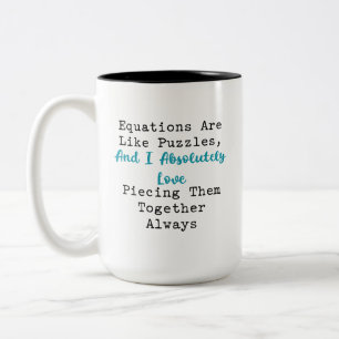 Caneca De Café Em Dois Tons Equações Como Puzzles Amam Montá-las