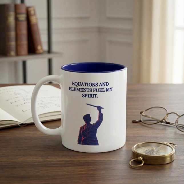 Caneca De Café Em Dois Tons Equações e Elementos Alimentam Meu Espírito Cientí (Criador carregado)
