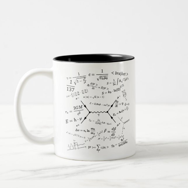 Caneca De Café Em Dois Tons Equações e fórmulas de física (Esquerda)