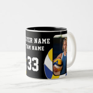 Caneca De Café Em Dois Tons Equipe 2 Fotografias do Número do Jogador de Volei