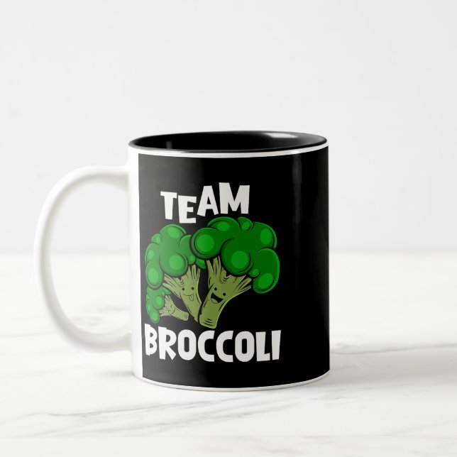 Caneca De Café Em Dois Tons Equipe Broccoli Vegan Vegetarian Lover (Esquerda)