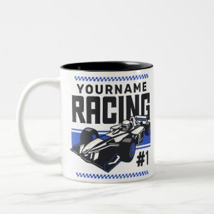 Caneca De Café Em Dois Tons Equipe de Corridas Personalizada Piloto de Carro d