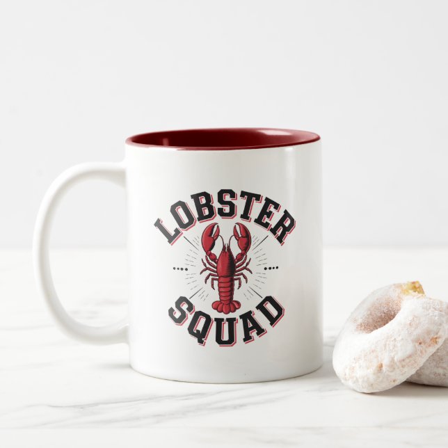 Caneca De Café Em Dois Tons Equipe de Lagostas (Com Donut)