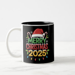 Caneca De Café Em Dois Tons Equipe do Natal da Família 2025 Grupo de Correspon