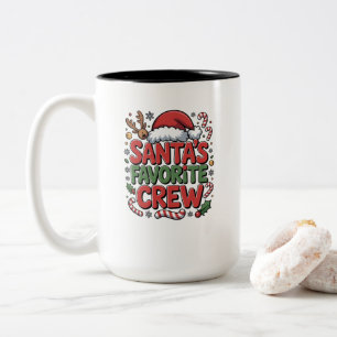 Caneca De Café Em Dois Tons Equipe Favorita do Papai Noel