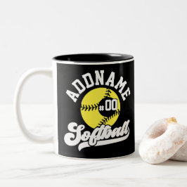 Caneca De Café Em Dois Tons Equipe Retroativa de NOME ADD do Jogador de Softba