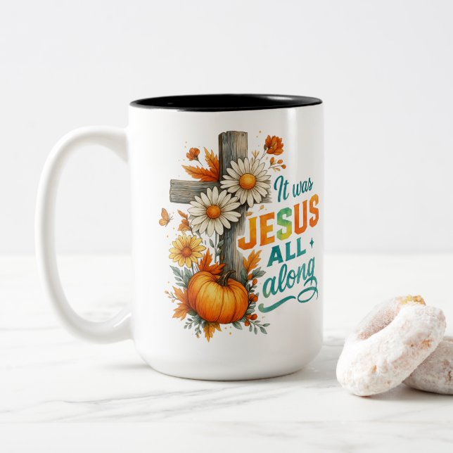 Caneca De Café Em Dois Tons Era Jesus... (Com Donut)