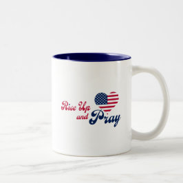 Caneca De Café Em Dois Tons Erga-se e Reze EUA Patriótico