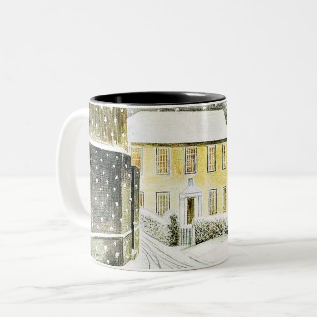 Caneca De Café Em Dois Tons Eric Ravilious - Hallstead Road em Snow, (Frente Esquerda)