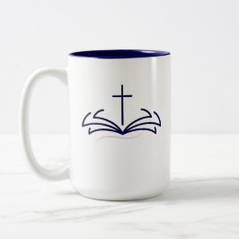 Caneca De Café Em Dois Tons Esboço da Bíblia Cruzada