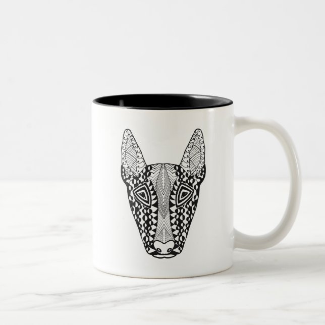 Caneca De Café Em Dois Tons Esboço de bull terrier (Direita)