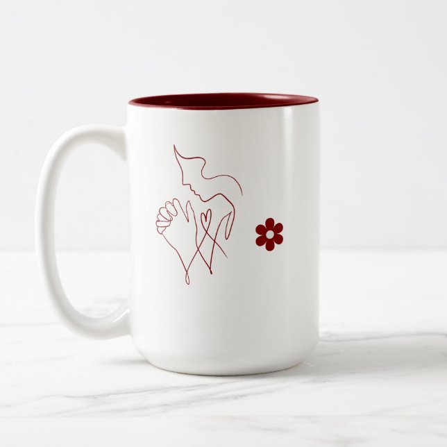 Caneca De Café Em Dois Tons Esboço de Oração (Esquerda)