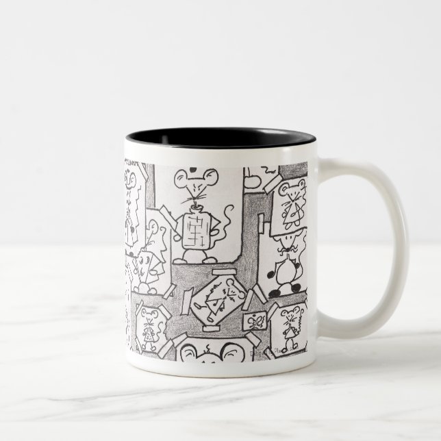 Caneca De Café Em Dois Tons Esboços de ratos encrées (Direita)