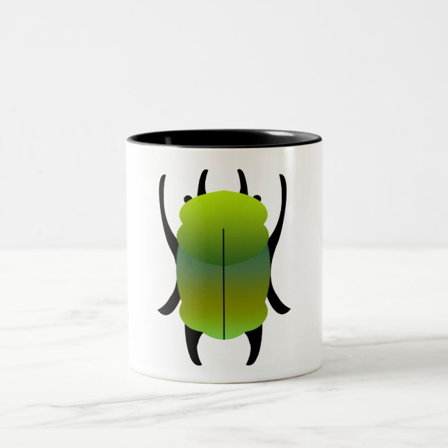 Caneca De Café Em Dois Tons Escaravelho com Gradiente Verde e Turquesa (Centro)
