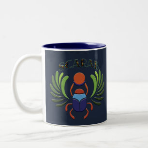 Caneca De Café Em Dois Tons Escaravelho Egípcio. Antigo Egito Clássico