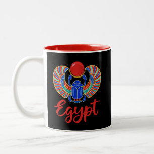 Caneca De Café Em Dois Tons Escaravelho Egípcio Com a Palavra Egito
