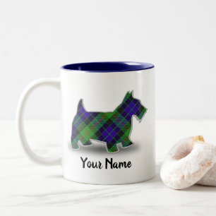 Caneca De Café Em Dois Tons Escocês Clan Gunn Tartan Scottish Terrier