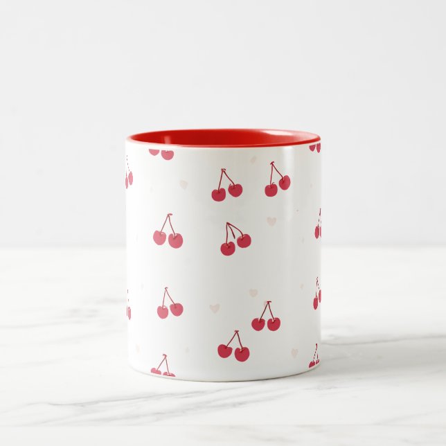 Caneca De Café Em Dois Tons Escola Cherry Hearts para Meninas (Centro)
