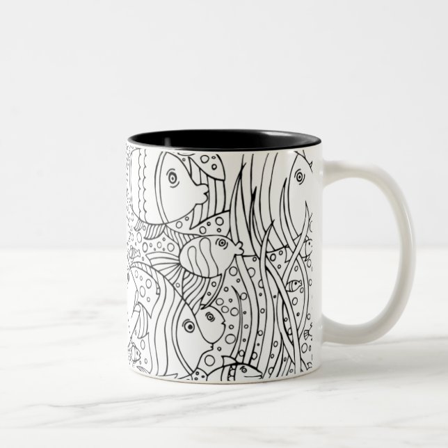 Caneca De Café Em Dois Tons Escola inspirada dos peixes (Direita)