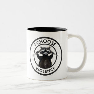 Caneca De Café Em Dois Tons Escolho Violência Engraçado Raccoon