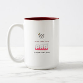 Caneca De Café Em Dois Tons Escova, Fio Dental, Sorriso Dentista Higiene oral