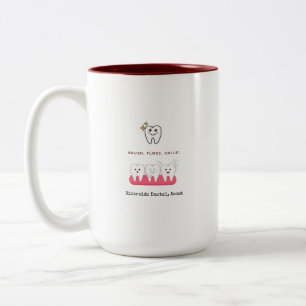 Caneca De Café Em Dois Tons Escova, Fio Dental, Sorriso Dentista Higiene oral