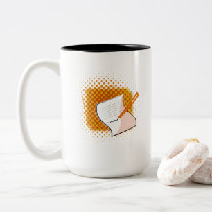 Caneca De Café Em Dois Tons Escrevendo sobrevoo