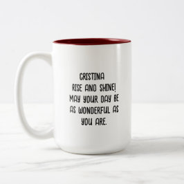 Caneca De Café Em Dois Tons Escrita de Script de Tipografia de Cores e Nomes E