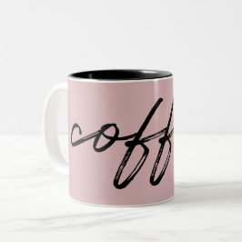 Caneca De Café Em Dois Tons Escrita Minimalista "café" Cor-de-rosa-claro