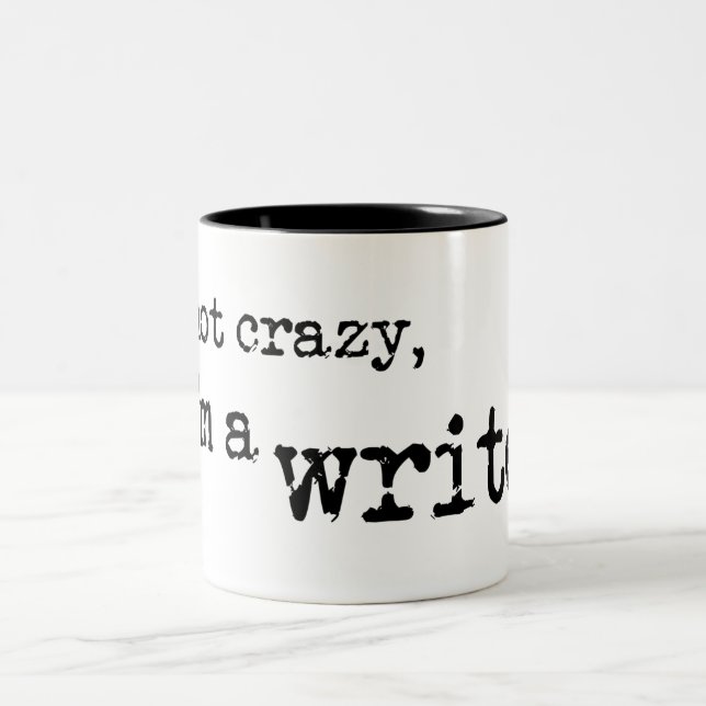 Caneca De Café Em Dois Tons Escritor louco - PRETO (Centro)