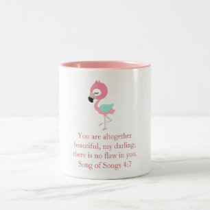 Caneca De Café Em Dois Tons Escritura bonito de Flamingo Rosa