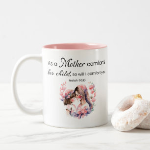 Caneca De Café Em Dois Tons Escritura de dia de as mães, Isaiah 66:13 cristão