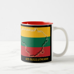 Caneca De Café Em Dois Tons Escritura de MAPA de SINALIZAÇÃO LITUÂNIA Preta