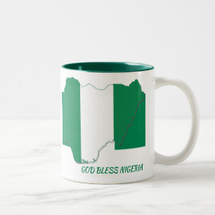 Caneca De Café Em Dois Tons Escritura de MAPA SINALIZADOR NIGERIA - BRANCO per